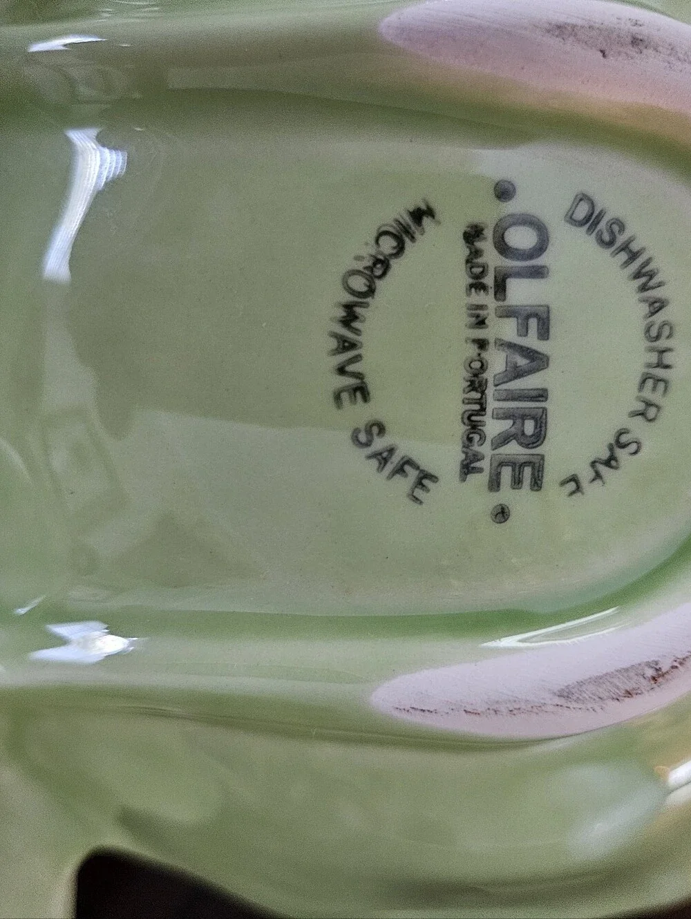 Vintage Olfaire Portugal Cabbage Ware Green 3 Section Divided Serving Dish P2414